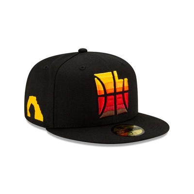 Black Utah Jazz Hat - New Era NBA City Edition Alt 59FIFTY Fitted Caps USA5976140